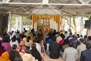 Guru puja is attended by more than 600 devotees in the morning.