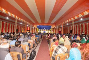 Devotees attending a talk.