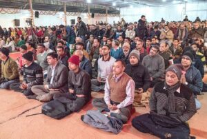 Devotees join in chanting, Noida.