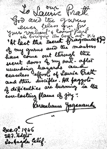 Appreciation letter to Tara Mata from Yogananda