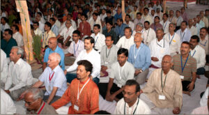 Devotees meditating in Ranchi.