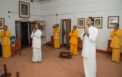 Monks conducting